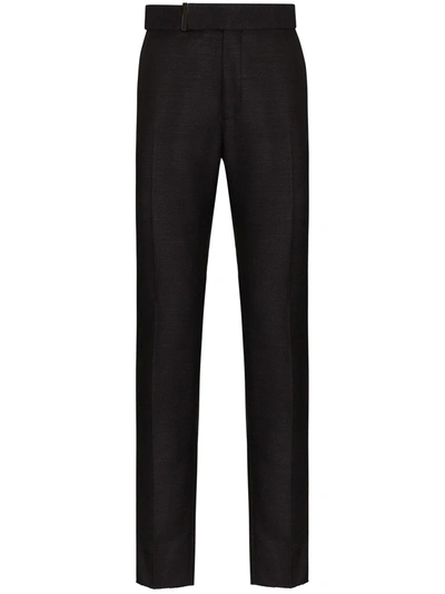 Tom Ford Tailored Silk Cotton Trousers In Schwarz