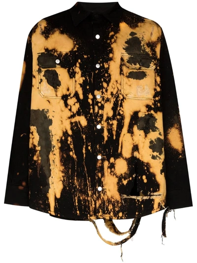 424 Tie-dye Button-up Work Shirt In Black