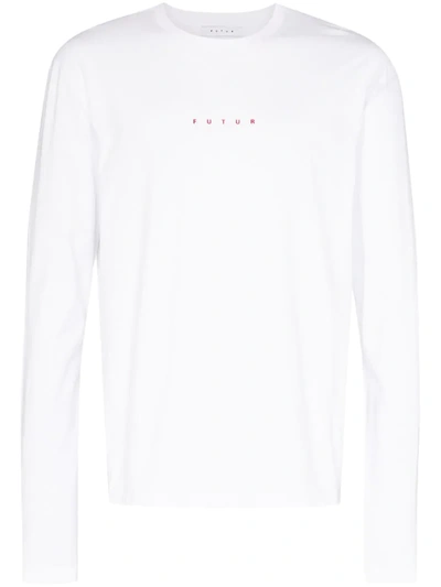 Futur Logo Print Long Sleeve T-shirt In White