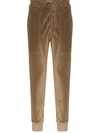 Tom Ford Drawstring Velvet Sweatpants In Brown