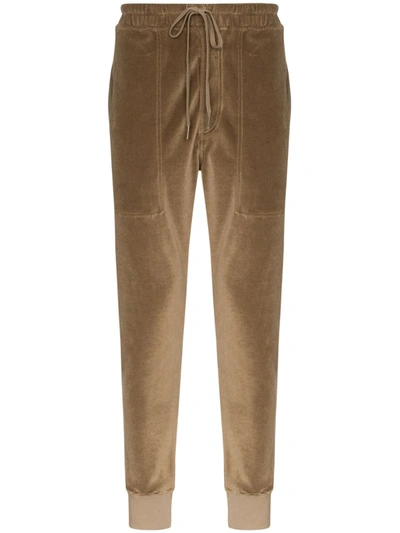 Tom Ford Drawstring Velvet Sweatpants In Brown