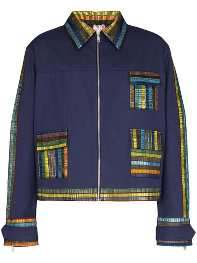 Bethany Williams Woven Recycled Cotton Shirt Jacket In Blue