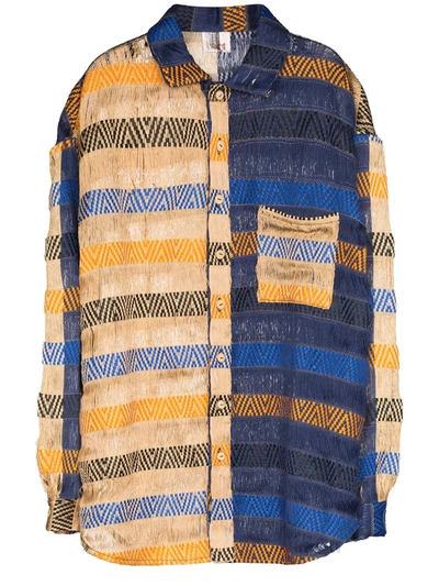Bethany Williams Handwoven Colour-blocked Shirt In Blue