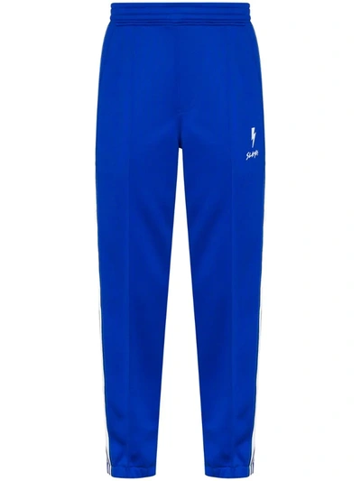 Neil Barrett Striped Track Pants In Blue