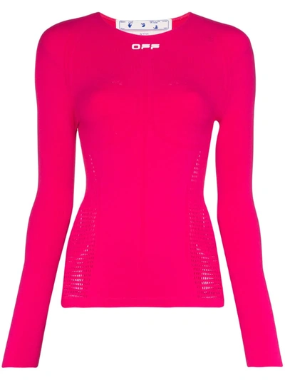 Off-white Active Seamless Long Sleeve Top In Pink