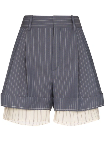Chloé High-waisted Pinstriped Shorts In Blue