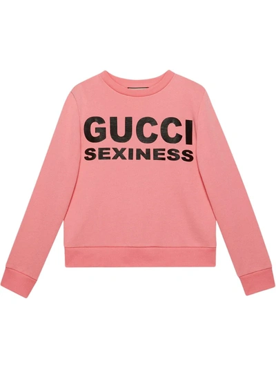 Gucci Sexiness Logo Print Sweatshirt In Pink