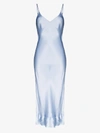 Lee Mathews Stella Silk Slip Midi Dress In Blue