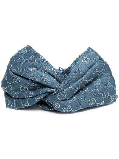 Gucci Fashion Light Blue Logo Headband Gucci Blue GG Monogram Canvas Headband – Vintage by Misty main image 4
