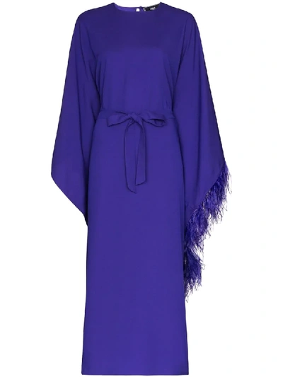 Taller Marmo Fenice Feather-trim Kaftan Dress In Purple