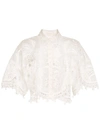 Zimmermann Brightside Palm Silk Blouse In White