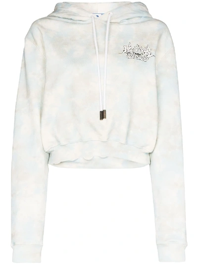 Off-white Cropped Tie-dyed Hoodie In Blue