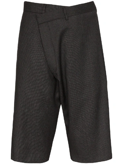 R13 Asymmetric Wool Shorts In Black