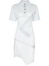 Off-white Short Sleeve Asymmetric Hem Dress In Blue