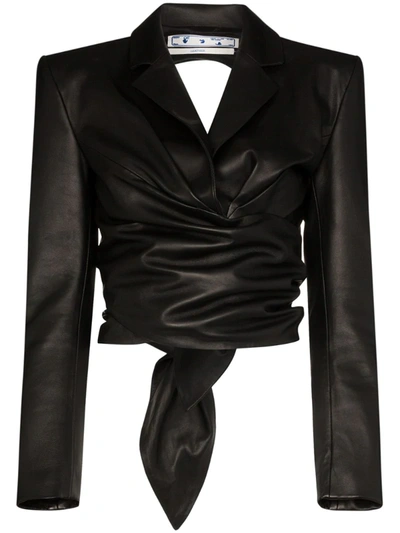 Off-white Cropped Cutout Blazer In Black