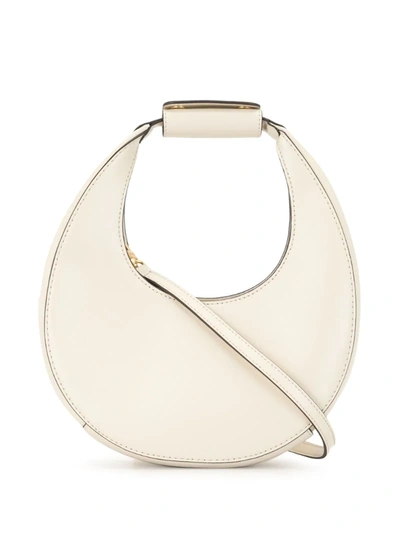 Staud Moon Small Leather Shoulder Bag In White