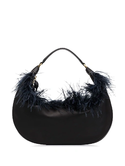 Staud Sasha Feather Trim Shoulder Bag - Farfetch