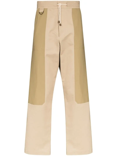 Nicholas Daley Drawstring Tie Cotton Trousers In Neutrals
