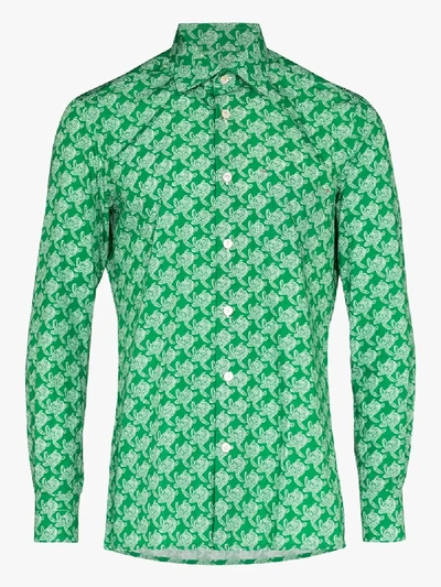 Kiton Hemd Mit Schildkröten-print In Green