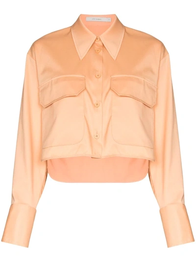 Low Classic Pocket Cropped Button Up Shirt - M In Orange