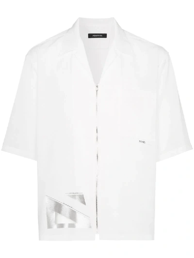 Nulabel Zip-up Bowling Shirt In White