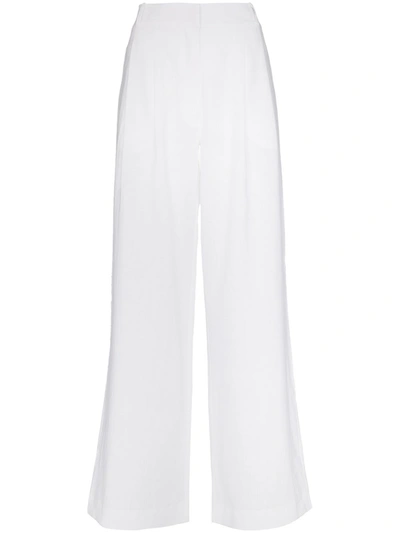 Asceno Rivello Organic Cotton Wide Leg Trousers In White