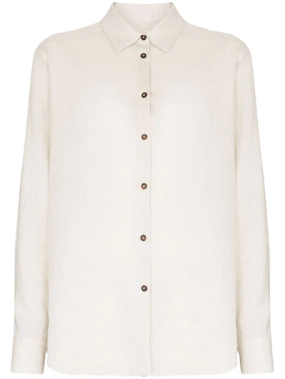 Asceno Cream Milan Organic Linen Shirt In Neutrals