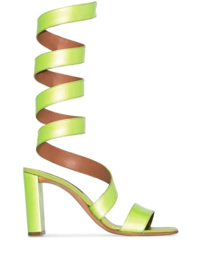 Y/project Lime Green 100 Wrap-around Leather Sandals In Yellow