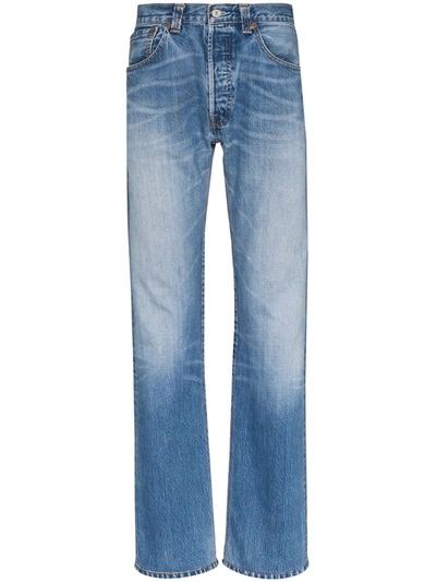 Re/done Straight Leg Faded Jeans In Blue