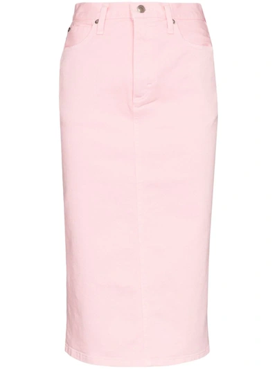 Hyke Stretch Denim Pencil Skirt In Pink