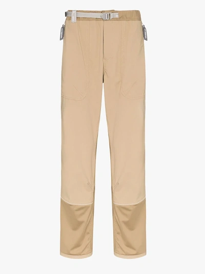 And Wander Beige Contrast Panel Straight Leg Trousers In Brown