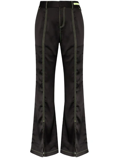 Angel Chen Flared Contrast-stitch Trousers In Black