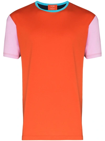 Sunspel X John Booth Colour Block Cotton T-shirt In Orange