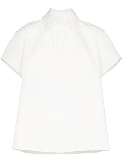 Sunnei Raw Cut Oversized Cotton Shirt In White