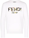 Fendi Roma Logo Sweatshirt In White