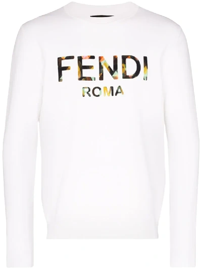 Fendi Roma Logo套头衫 In White