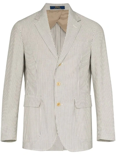 Polo Ralph Lauren Seersucker Striped Cotton Blazer In Blue