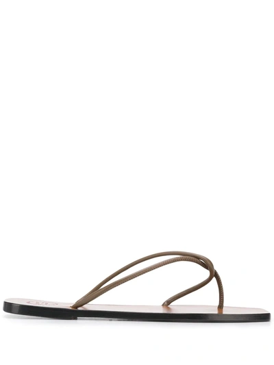 Atp Atelier 'alessano' Twisted Toe Thong Flat Leather Sandals In Brown