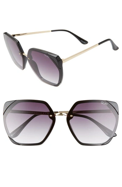 Quay Vip 58mm Gradient Geometric Sunglasses In Black/ Smoke