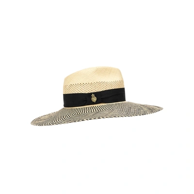 Christys' London St Tropez Straw Wide-brim Hat In White And Black