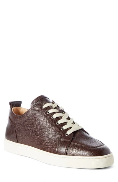 Christian Louboutin Men's Rantulow Leather Low-top Sneakers In Dark Brown