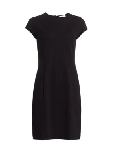 Joan Vass Plus Size Cap-sleeve Casual Dress In Black