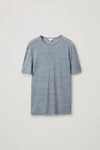 Cos Regular-fit Linen T-shirt In Blue