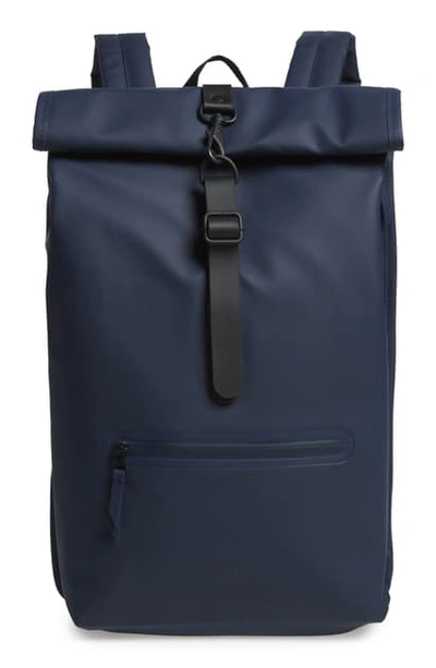 Rains Waterproof Rolltop Backpack In Blue