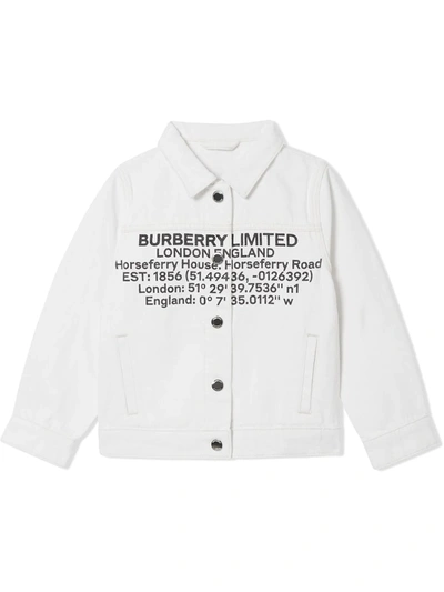 Burberry Kids Denim Logo Print Jacket In White