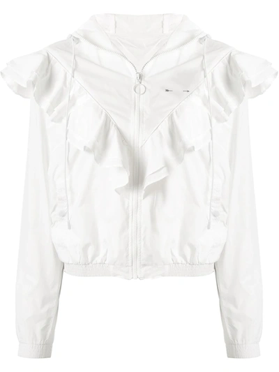 The Upside Joy Ruffle Hooded Jacket In White