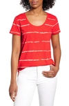 Vince Camuto Linear Whispers Cotton Blend T-shirt In Bright Ladybug