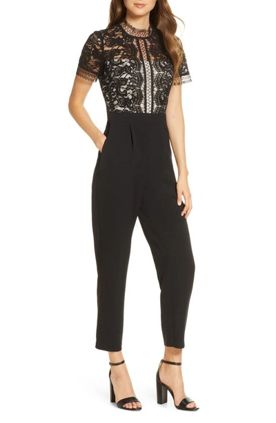 Eliza J Lace Bodice Jumpsuit In Black