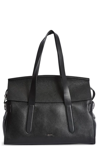 Reiss Chancery Leather Satchel In Black