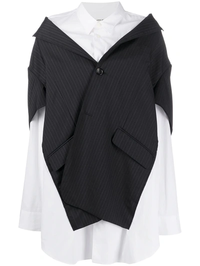 Junya Watanabe Cotton Pinstripe Blazer Shirt In Black